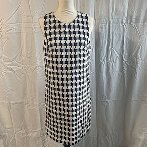 Ann Taylor Preppy Navy and White Houndstooth Shift